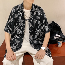 特P29控58夏季冰丝港风男宽松版扎染短袖衬衫CS10，男装衬衫，电商B370