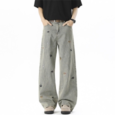 美式小狗刺绣牛仔裤男水洗宽松直筒牛仔裤809B-680-P45，男装牛仔裤，星座809B（原星座805）