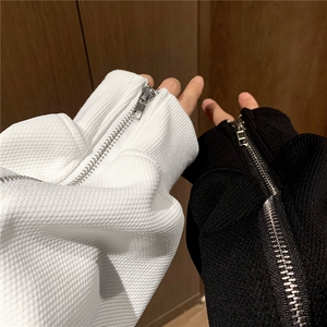 秋装新品 复古高街拉链设计感情侣卫衣宽松中性外套男女 H930 P58图片