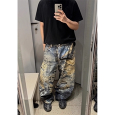 打印3D破洞字母涂鸦糜烂牛仔裤长裤男女同款NG193，男装牛仔裤，星座1116A（原606A-3）