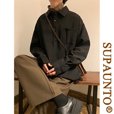 polo杉男韩版潮流帅气纯色2024春秋新款ins宽松百搭卫衣WB017-P35，男装卫衣，星座412-2
