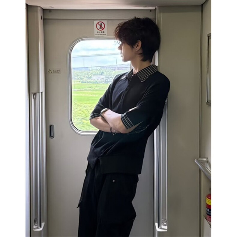 痞帅炸街短袖衬衫男款感2025新款高级感潮牌中袖男装TCD23,男装Polo衫,星座1116A（原606A-3）