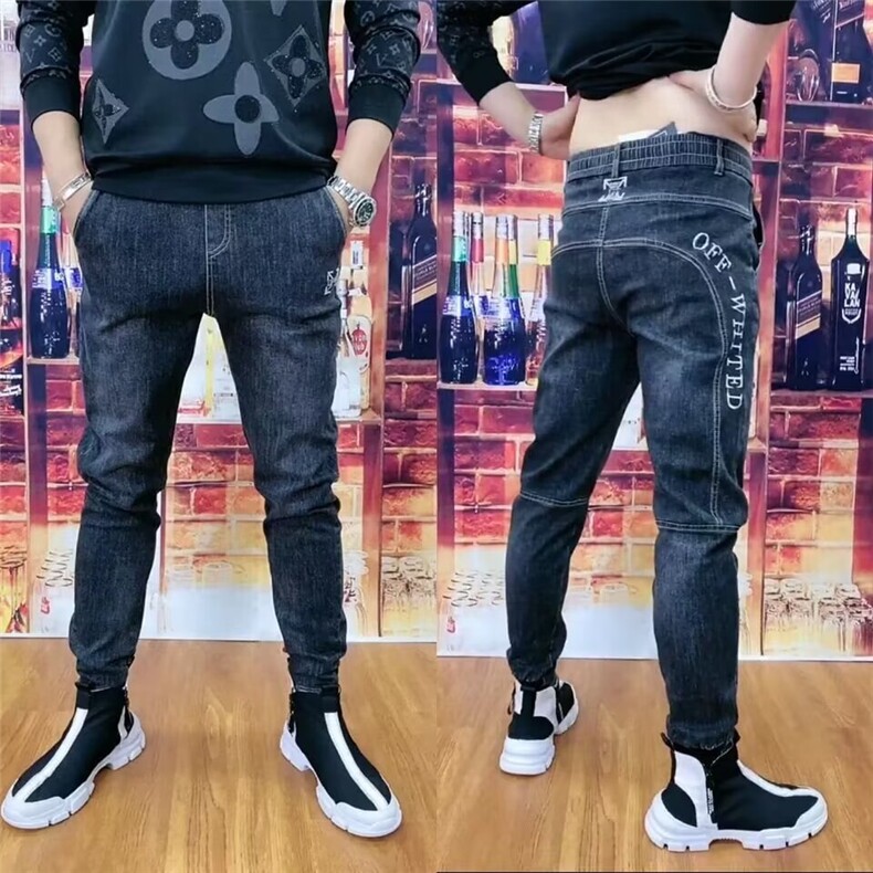 1506-1/KA281/P46牛仔裤男裤夏季新款字母休闲裤弹力修身帅气个性,男装牛仔裤,星座1506-1