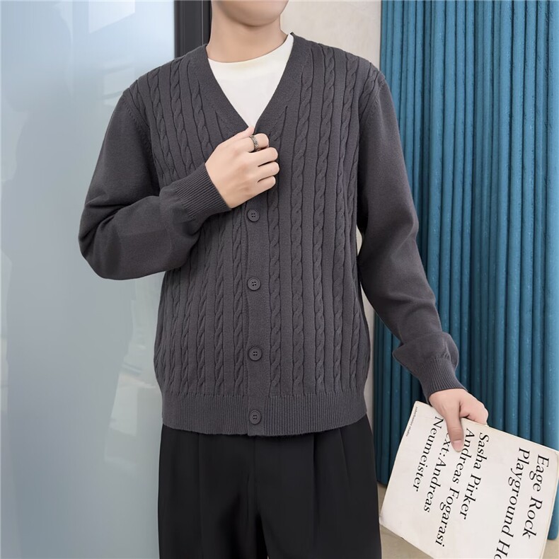2025美式新款秋冬季针织衫男毛衣男士针织开衫休闲外套外搭男,男装针织衫/毛衣,星座410-6（原星座1304-1）