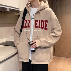 H198P70港风含棉66%字母印花拉链开衫卫衣宽松休闲连帽外套，女装短外套，星座304A-1