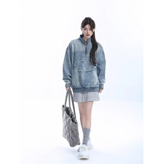 牛仔外套女秋季新款半拉链夹克chic情侣卫衣上衣高级感L25622-p68，男装工装外套，星座1008