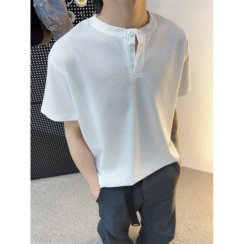 亨利领短袖T恤百搭宽松复古体恤衫休闲运动上衣310A-PL02-特批14，男装T恤，星座310A-4