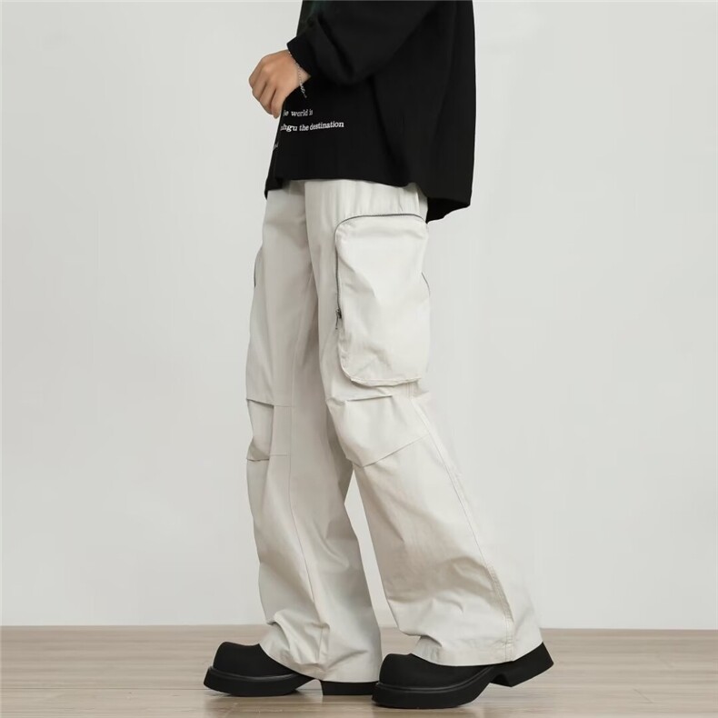美式复古侧边设计多口袋工装裤男女休闲冲锋直筒阔腿裤子潮,男装工装外套,星座410-7