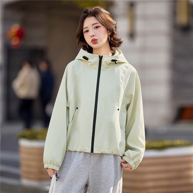 小个子短外套女2026年春季休闲风女士短款25-29周岁连帽,女装短外套,悦祺