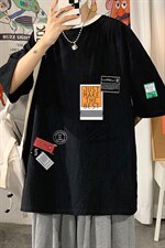 YT26121-P30亚短袖t恤男大码五分袖男宽松七分袖海报风，男装T恤，电商A040