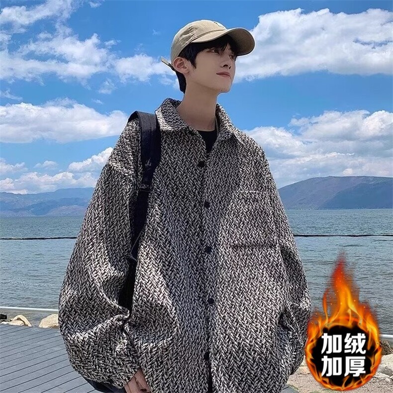 潮牌美式复古纯色翻领夹克男女宽松百搭高级感休闲外套,男装夹克,星座506A