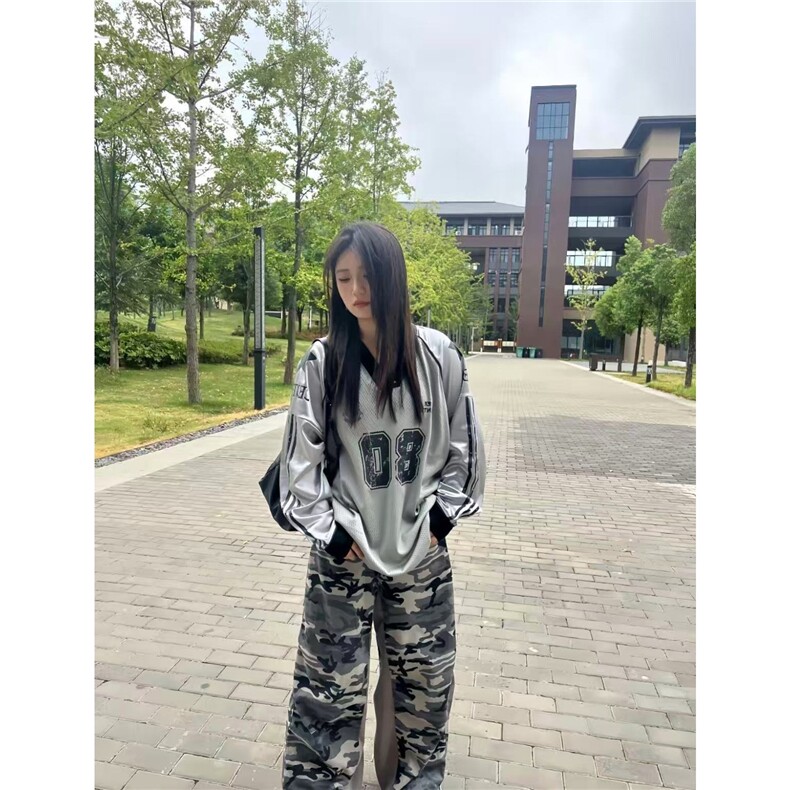 美式复古长袖T恤男女宽松拼接字母印花网眼透气衣服TPA06-P52,男装T恤,星座208-5