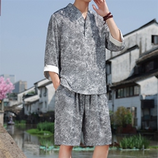 2025夏季新款男装新中式汉服衬衣风复古禅服盘扣衬衫C97-P95，男装衬衫，电商B277(原6028)