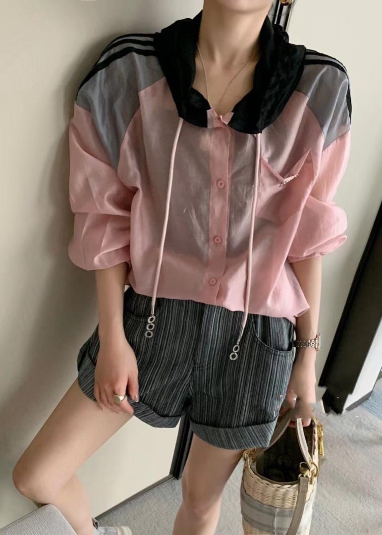 时尚撞色连帽百搭洋气防晒衫,女装其它,L·H·X