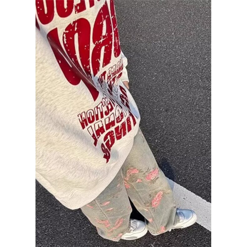 玫瑰满印花牛仔裤男秋冬cleanfit提花裤子直筒微喇弯刀裤N1311,男装牛仔裤,星座1116A（原606A-3）