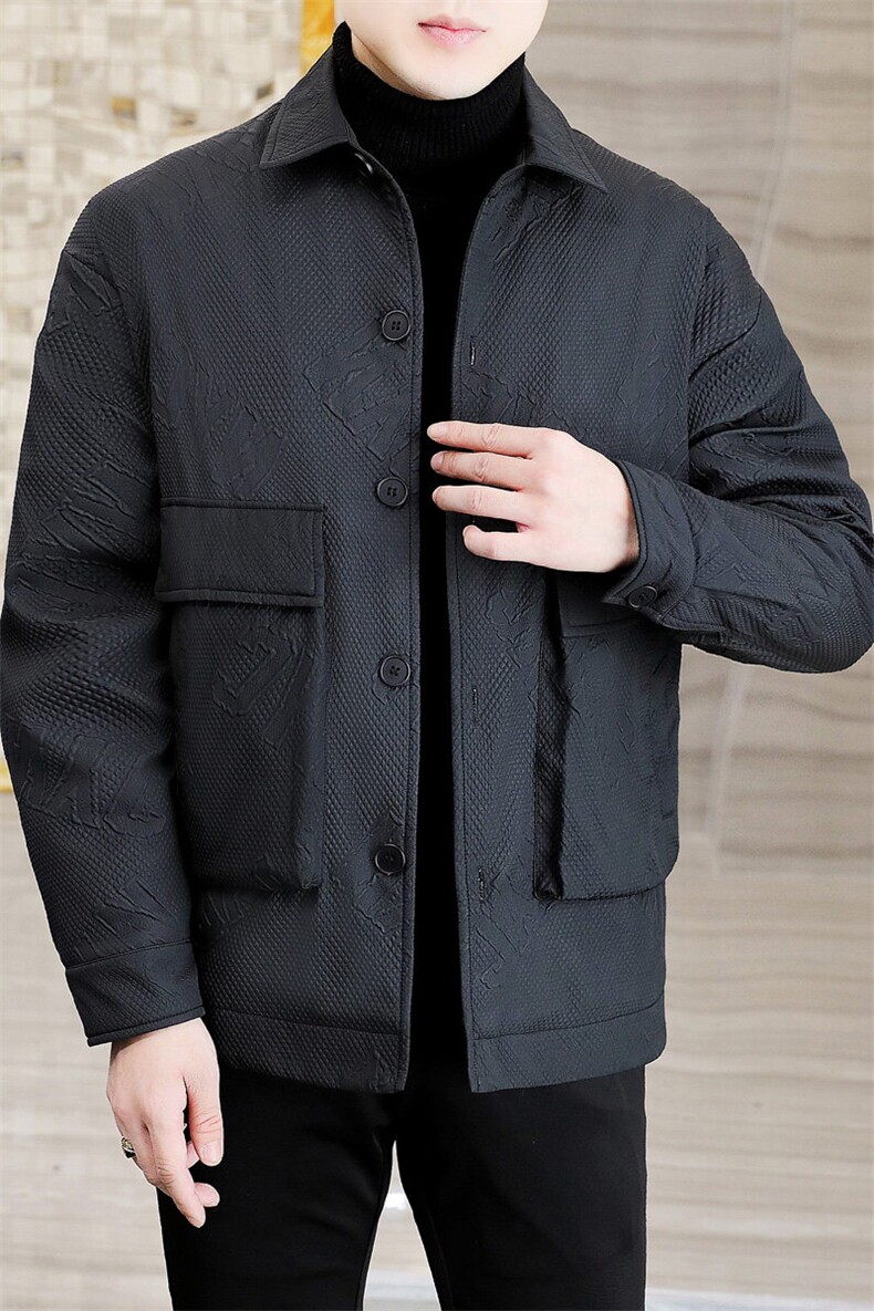 高品质新款精品纯色加棉翻领男士夹克外套时尚潮流上衣男A57P95,男装夹克,电商B226-2（原B217-2）