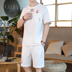 夏季短袖套装五分裤套装休闲新款风中式男，男装休闲套装，星座1206（原A206）