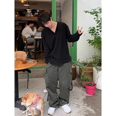 夏季新款港风日系慵懒风300克纹理弹力打底衫长袖男潮ZX473-P38，男装T恤，星座313A(原308A-2)