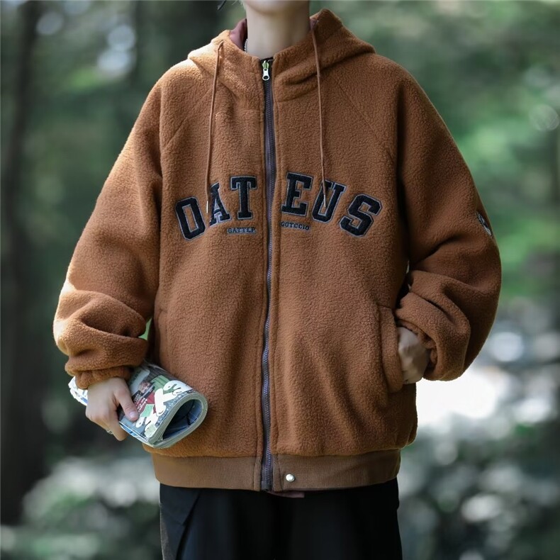 双面穿毛毛棉衣男韩版字母刺绣连帽高街2023冬季ins外套MZ011-P88,男装棉衣,星座412-3