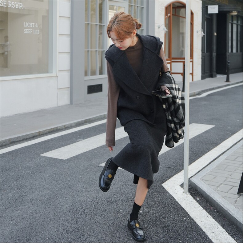 现货新款双面羊毛呢马甲，女装双面呢大衣，丝露怡语