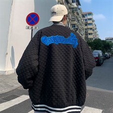 2023春秋季韩版宽松华夫格棒球服字母百搭潮流夹克W5437-P52，男装夹克，星座512-2