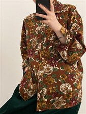 复古小花衬衫，女装衬衫，韩日依酷