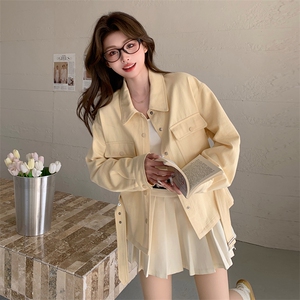 新款现货奶油黄牛仔外套浙宝193a-831-p130k190图片