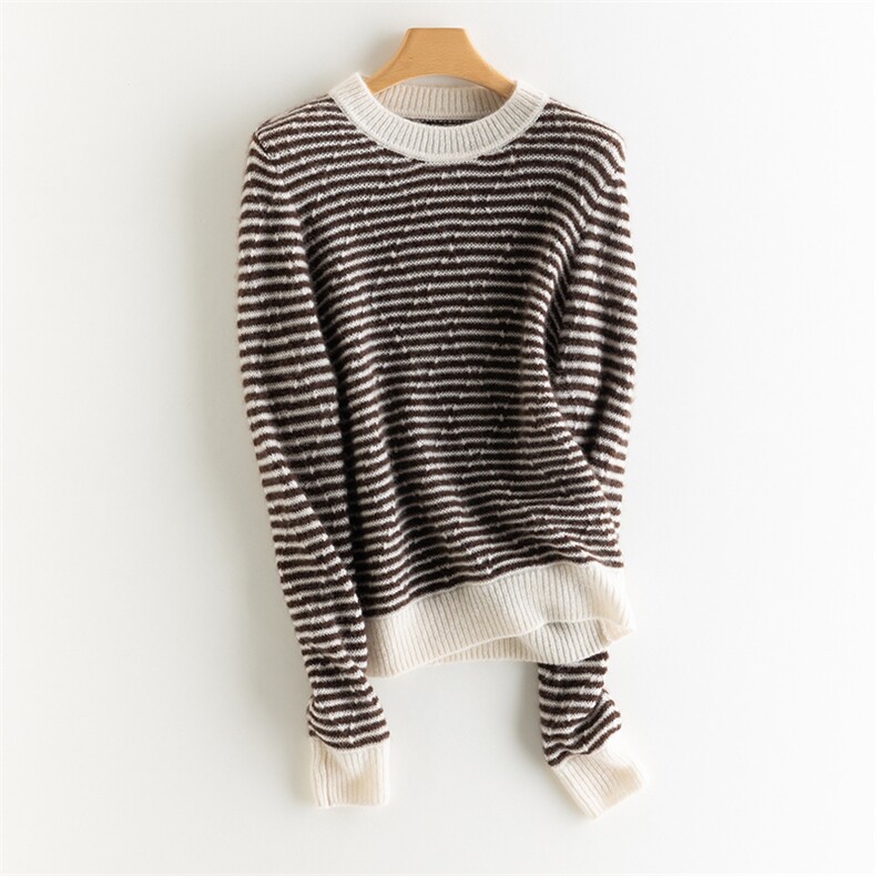 2025年秋季时尚百搭通勤简约休闲羊绒条纹套头，女装羊绒衫，致织羊绒