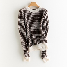 2025年秋季时尚百搭通勤简约休闲羊绒条纹套头，女装羊绒衫，致织羊绒