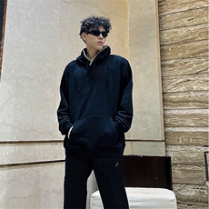 抖音得物高品质二开25秋冬美式重磅宽松纯色连帽贝壳刺绣卫衣W63，男装卫衣，电商A486