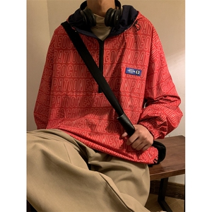 春秋装日系套头防风夹克外套登山服防水大码男装加肥加大码胖子图片