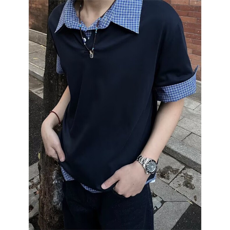 翻领短袖polo衫男潮牌夏季t恤韩版修身潮流2026新款百搭体恤上衣，男装T恤，四季星座505