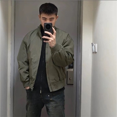 抖音得物美式潮休闲夹克春季立领纯色复古工装加厚棉服外套MF01，男装夹克，电商A443