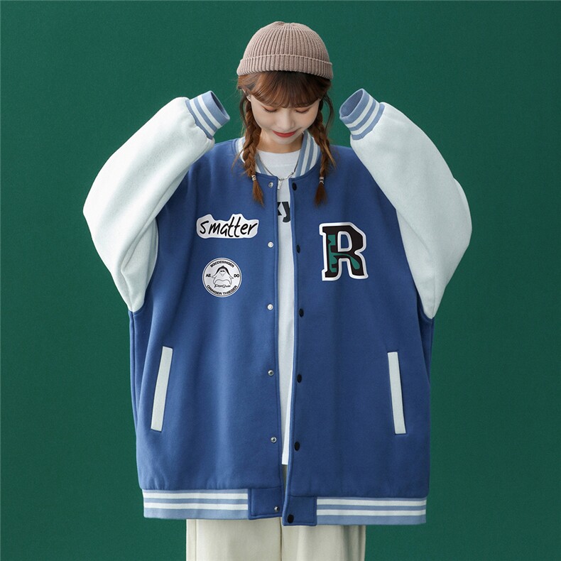 中性风22新款简约拼接美式复古棒球服外套夹克ins潮G113--P65控88,男装夹克,A247A