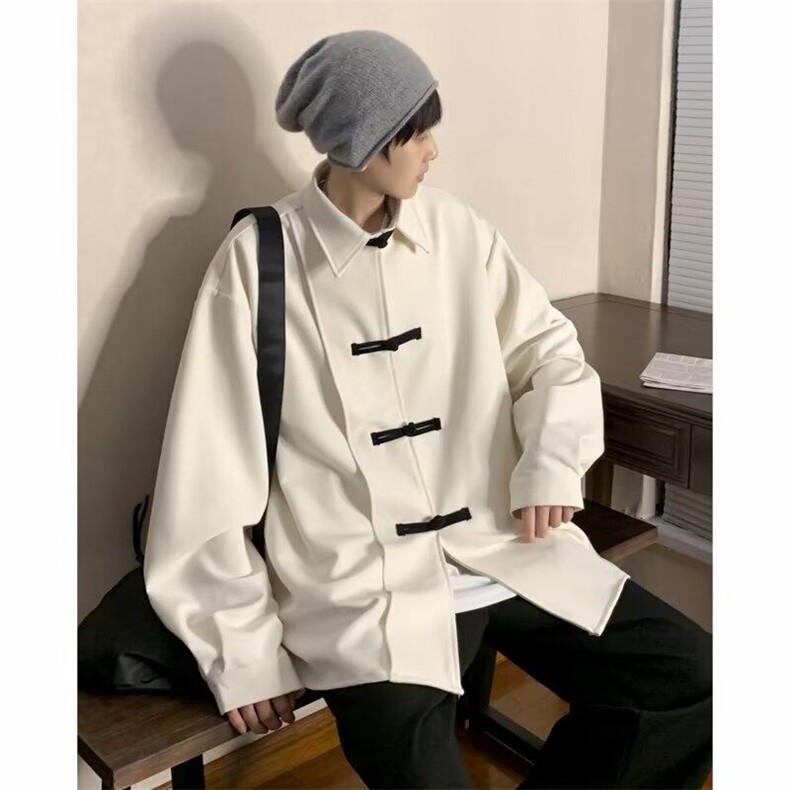 新中式中山装衬衫男个性潮流2026春季新款宽松外套CY072-P43，男装衬衫，星座412-2