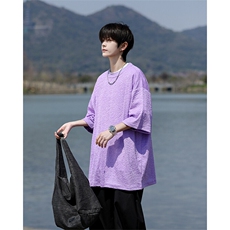 8XL-M特大码短T恤泡泡袖肌理感冰丝短袖衬衫上衣五分袖DX322P25，男装T恤，电商D206-1