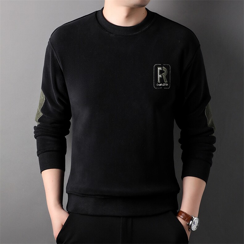 男卫衣中青年时尚休闲冬季男装厚款奥粒绒卫衣圆领宽松HPM837-P67,男装卫衣,星座1105-3