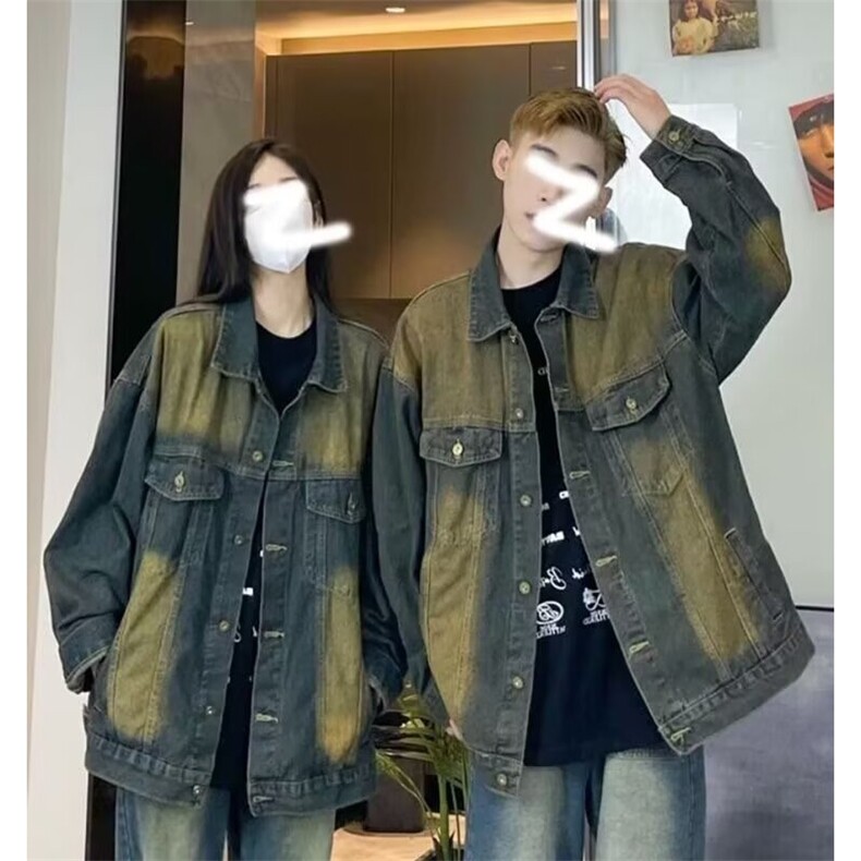 宽松oversize夹克上衣水洗做旧牛仔外套男女HG8846P56,男装工装外套,星座1112-1