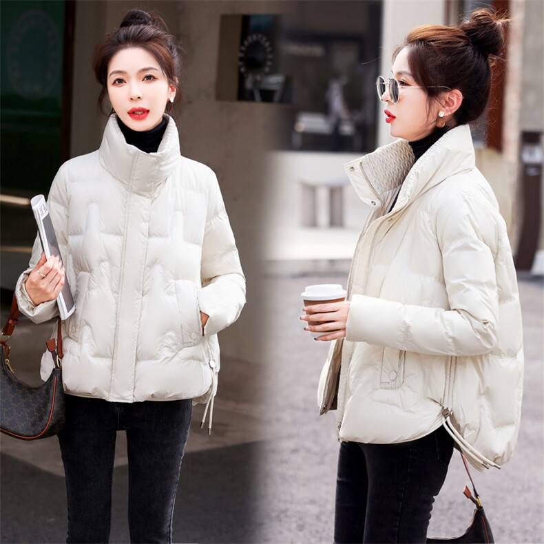 时尚潮流羽绒服女2022年冬季新款短款立领外套90白鸭绒,女装羽绒服,润尚靓点