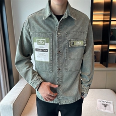 2023秋季新款牛仔夹克衬衣外套男时尚潮牌翻领上衣jk608-p98，男装夹克，电商D303