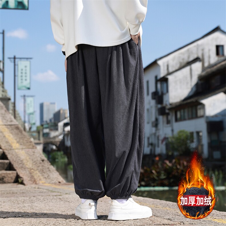 现货风冬季新款灯芯绒长裤子男束脚裤日系复古大码休闲裤K28,男装休闲裤,星座225-1
