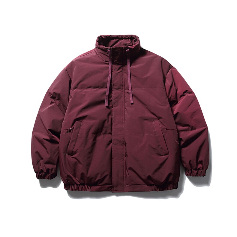 南夏乔装2025冬款纯色基础款立领抽绳羽绒服日系复古保暖面包服男图片