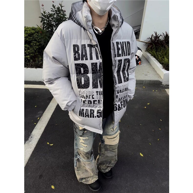 【有货】DW269-P103美式拼接连帽棉服外套冬季高街宽松休闲棉衣,男装棉衣,星座603-2