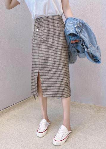 春款格子半身裙，女装半身裙，变色鸟(4F)