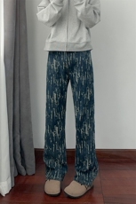 B221美式ins高街暗黑宽松直筒提花牛仔裤LK24398-特P52控88，男装牛仔裤，电商B221