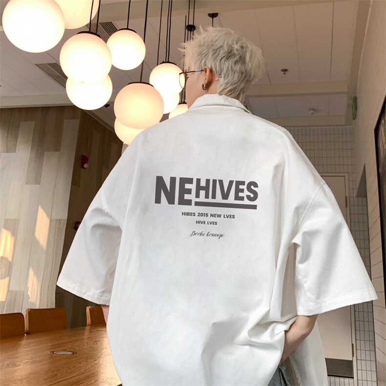 夏季新款华夫格短袖t恤男2024潮流休闲半袖上衣服宽松五分袖体恤,男装衬衫,电商B371