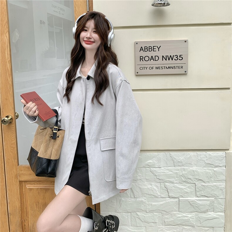 现货新款米灰色风衣短外套25082P145K218,女装短外套,2D035