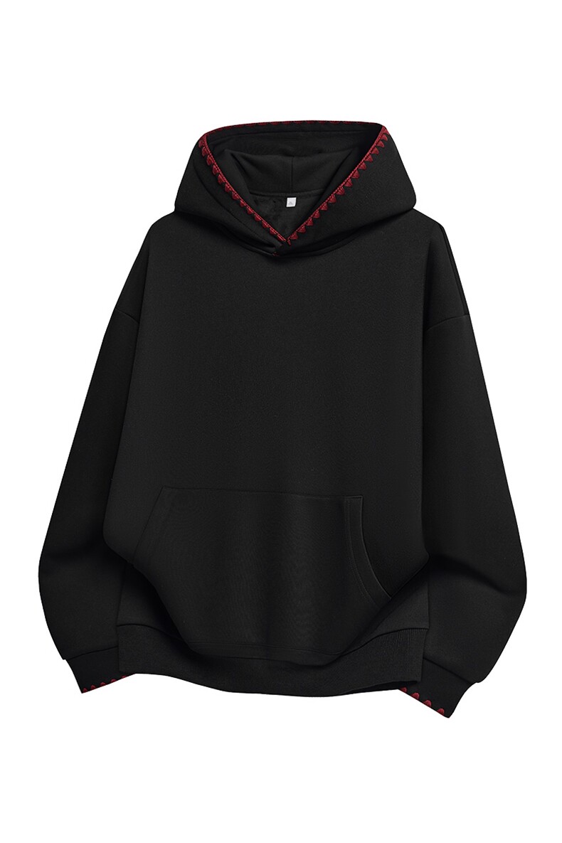秋冬纯色设计感花边拼接连帽卫衣休闲百搭XZ302B-1-VE55179-P55,男装卫衣,星座302B-1