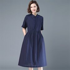 宽松柔软简约连衣裙2021年夏季自然舒适，女装连衣裙，奕阳依阁