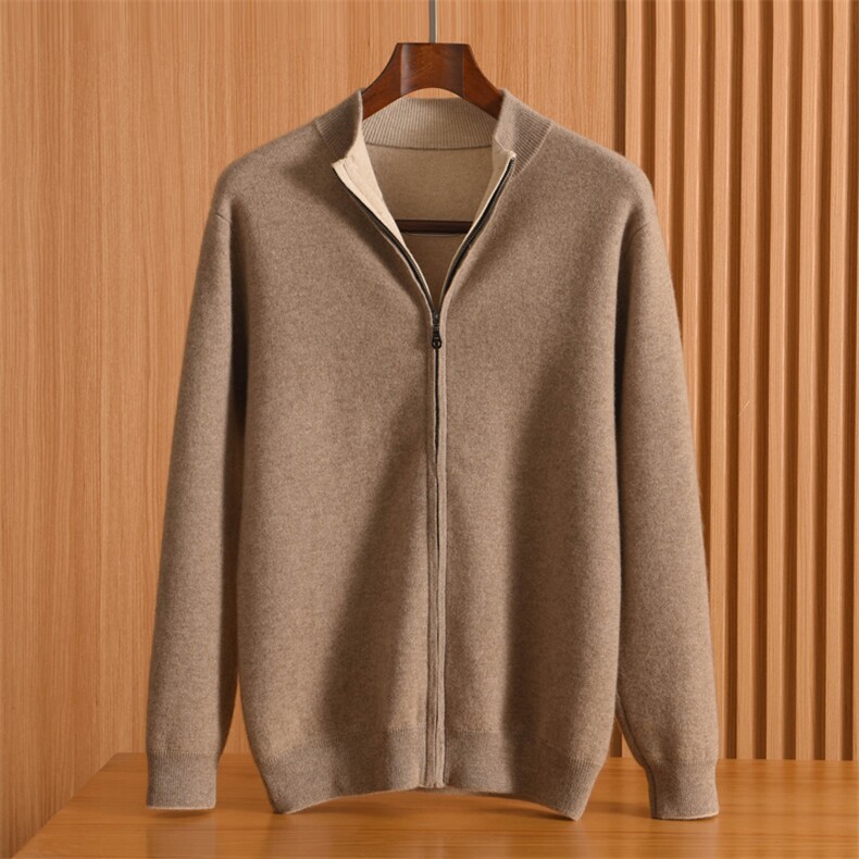 2025年秋季长袖套头立领双面四平空气层外套时尚百搭，男装针织衫/毛衣，贵皇羊绒四店